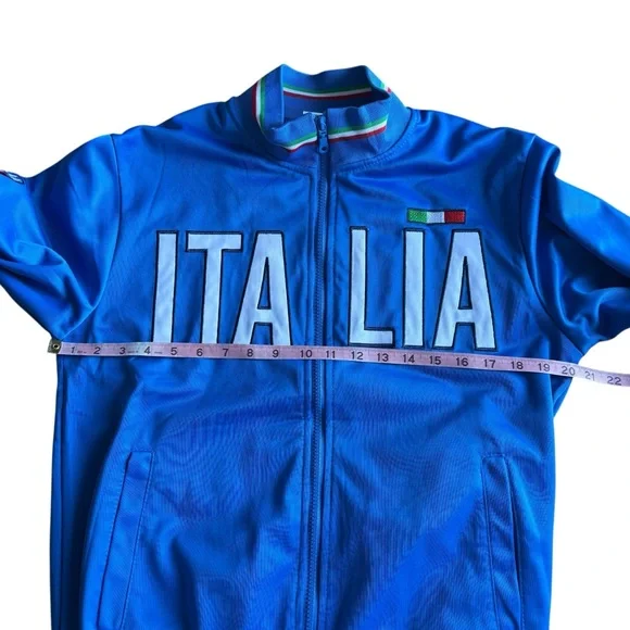 Italia Men’s Italy Track Jacket Blue Zip Up | Soccer Y2K | Size M - Picture 8 of 10